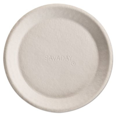 Savaday Molded Fiber Plates, Paper, 10" Dia, Cream, 500/Carton