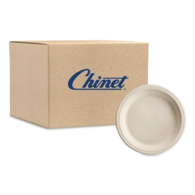 Paperpro Naturals Molded Fiber Dinnerware, Round Plates, 6" Dia, White, 125/Pack, 8 Packs/Carton