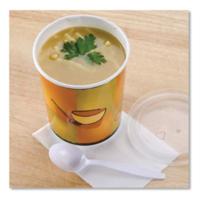 Streetside Squat Paper Food Container, 32 Oz, Streetside Design, 25/Bag, 20 Bags/Carton