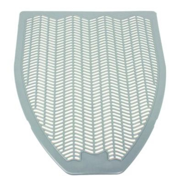Disposable Urinal Floor Mat, Shield-Shaped, Orchard Zing Scent, Gray Non-Slip Perforated Surface, 17.5" x 20.38", 6/Carton