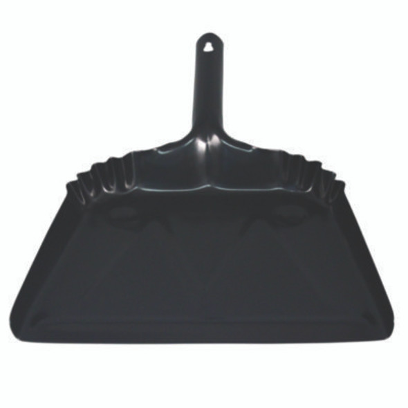 Heavy-Duty Metal Dust Pan, 12 X 14, 20-Gauge Steel, Black