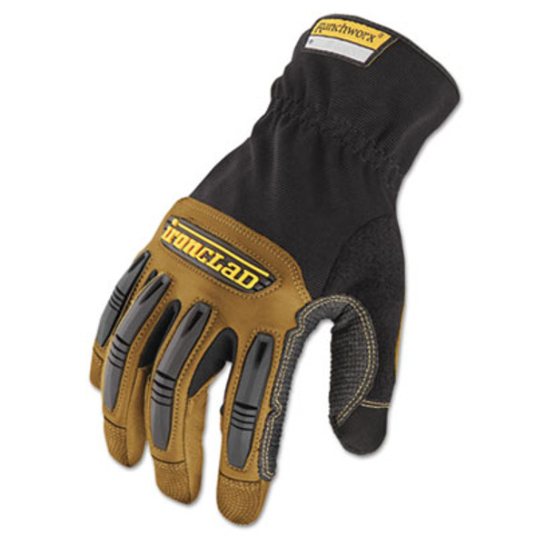 Ranchworx Leather Gloves, En388: 2123, 12.25" Long, X-Large, Black/Tan, Pair