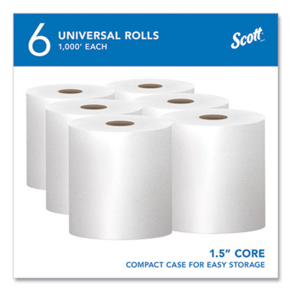 Essential High Capacity Hard Roll Towels For Business, 1-Ply, 8" x 1,000 Ft, 1.5" Core, Recycled, White, 6 Rolls/Carton