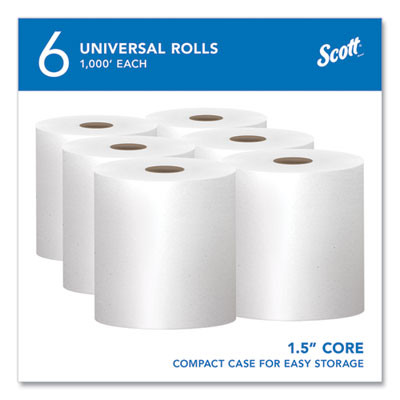 Essential High Capacity Hard Roll Towels For Business, 1-Ply, 8" x 1,000 Ft, 1.5" Core, Recycled, White, 6 Rolls/Carton