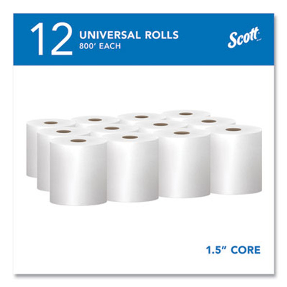 Essential Hard Roll Towels For Business, Absorbency Pockets, 1-Ply, 8" x 800 Ft, 1.5" Core, White, 12 Rolls/Carton