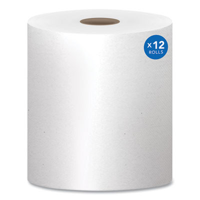 Essential 100% Recycled Fiber Hard Roll Towel, 1-Ply, 8" x 800 Ft, 1.5" Core, White, 12 Rolls/Carton