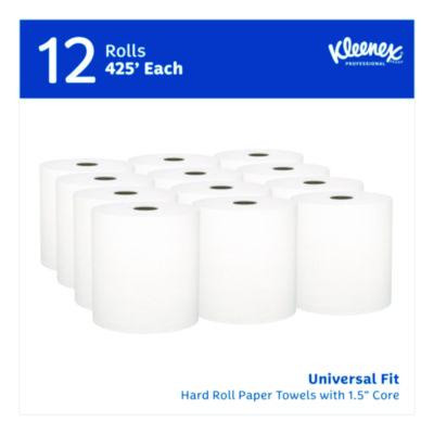 Universal Hard Roll Paper Towels With Premium Absorbency Pockets, 1-Ply, 8" x 425 Ft, 1.5" Core, White, 12 Rolls/Carton