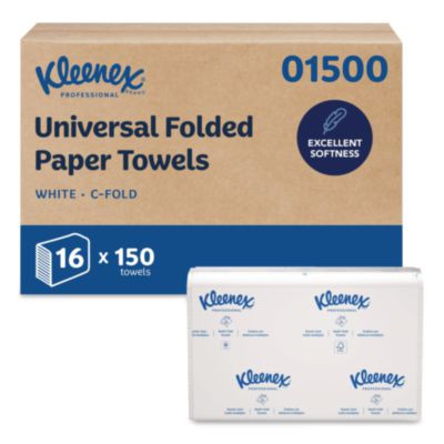 C-Fold Paper Towels, 1 Ply, 10.13 x 13.15, White, 150/Pack, 16 Packs/Carton