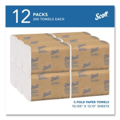 Essential C-Fold Towels For Business, Absorbency Pockets, 1-Ply, 10.13 x 13.15, White, 200/Pack, 12 Packs/Carton