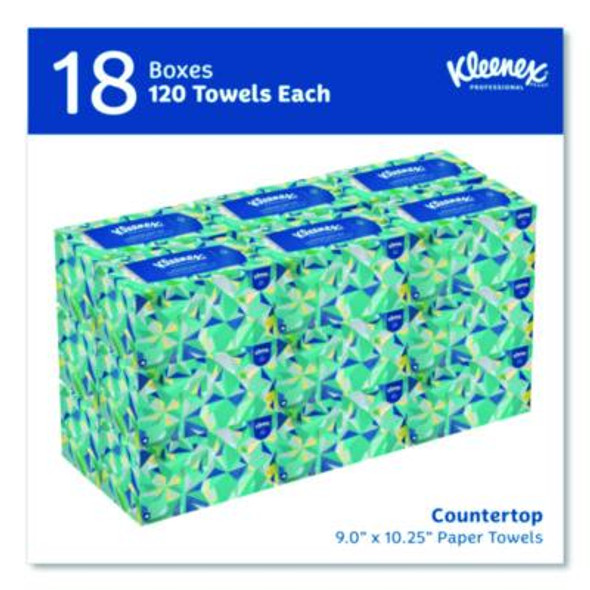 Hand Towels, Pop-Up Box, Cloth, 1-Ply, 9 x 10.5, Unscented, White, 120/Box, 18 Boxes/Carton