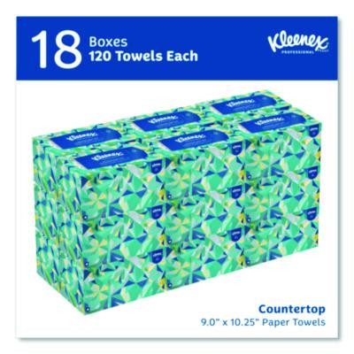 Hand Towels, Pop-Up Box, Cloth, 1-Ply, 9 x 10.5, Unscented, White, 120/Box, 18 Boxes/Carton