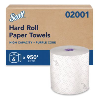 Essential High Capacity Hard Roll Towel, 1-Ply, 8" x 950 Ft, White, 6 Rolls/Carton