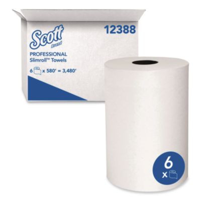 Slimroll Towels, Absorbency Pockets, 8" x 580 Ft, White, 6 Rolls/Carton