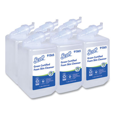 Essential Green Certified Foam Skin Cleanser Refill, Unscented, 1 L, 6/Carton