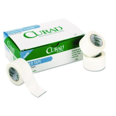 Paper Adhesive Tape, Medium-Duty, 1" x 10 Yds, White, 12/Pack