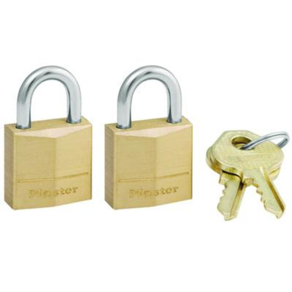 Three-Pin Brass Tumbler Locks, 0.75" Wide, 2 Locks And 2 Keys, 2/Pack