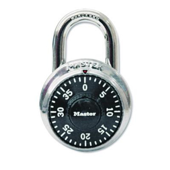 Combination Lock, Stainless Steel, 1.87" Wide, Silver/Black, 2/Pack
