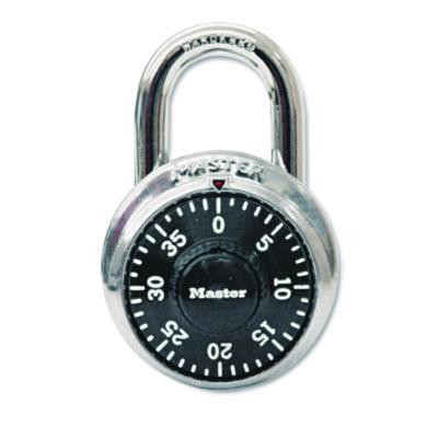 Combination Lock, Stainless Steel, 1.87" Wide, Silver/Black, 2/Pack