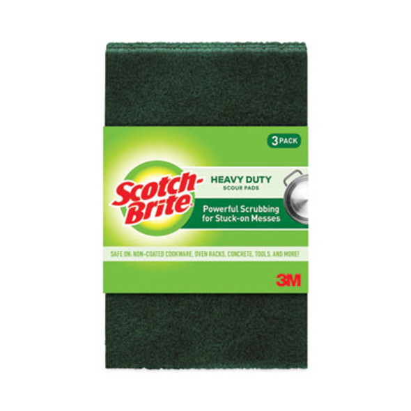 Heavy-Duty Scouring Pad, 3.8 x 6, Green, 10/Carton