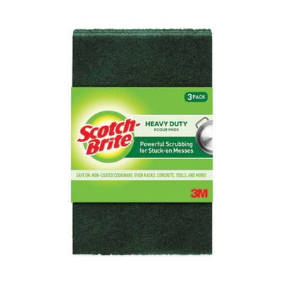 Heavy-Duty Scouring Pad, 3.8 x 6, Green, 10/Carton