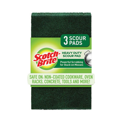 Heavy-Duty Scouring Pad, 3.8 x 6, Green, 10/Carton