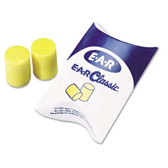 E-A-R Classic Earplugs, Pillow Paks, Cordless, Pvc Foam, Yellow, 200 Pairs/Box