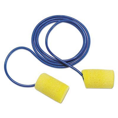 E-A-R Classic Earplugs, Corded, Pvc Foam, Yellow, 200 Pairs/Box