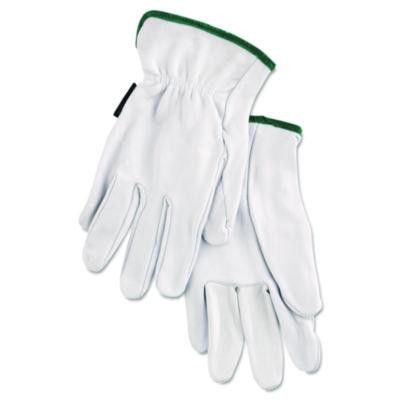 Grain Goatskin Driver Gloves, Gunn Cut, Straight Thumb, Medium, White, 12 Pairs