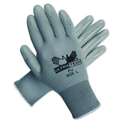 Ultra Tech Tactile Dexterity Work Gloves, En388: 4131, Large, White/Gray, 12 Pairs