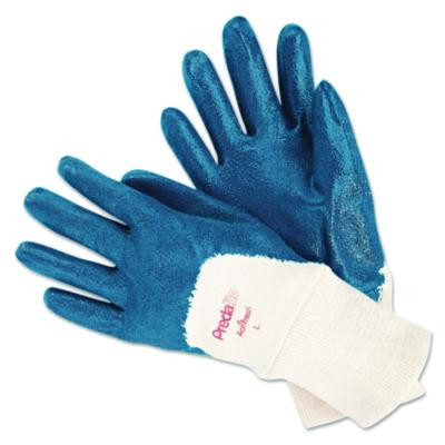 Predalite Nitrile Gloves, Large, Blue/White, 12 Pairs