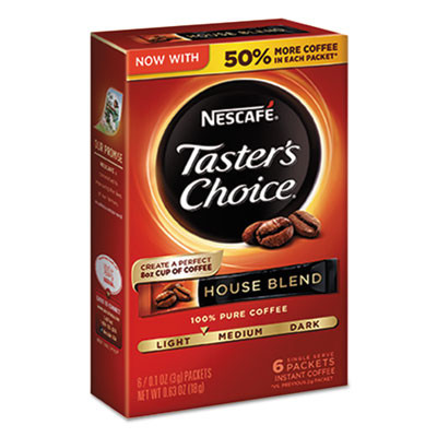 Taster's Choice House Blend Instant Coffee, 0.1Oz Stick, 6/Box, 12 Boxes/Carton