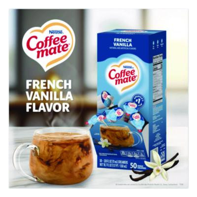 Liquid Coffee Creamer, French Vanilla, 0.38 Oz Mini Cups, 50/Box, 4 Boxes/Carton