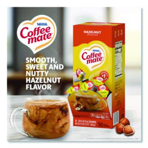 Liquid Coffee Creamer, Hazelnut, 0.38 Oz Mini Cups, 50/Box, 4 Boxes/Carton