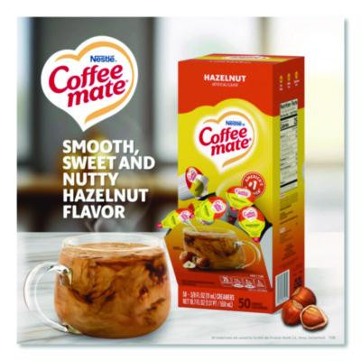 Liquid Coffee Creamer, Hazelnut, 0.38 Oz Mini Cups, 50/Box, 4 Boxes/Carton