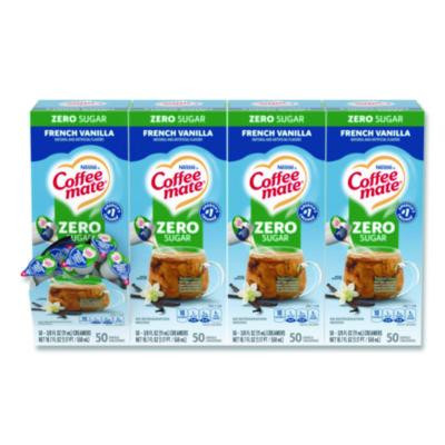 Liquid Coffee Creamer, Zero Sugar French Vanilla, 0.38 Oz Mini Cups, 50/Box, 4 Boxes/Carton