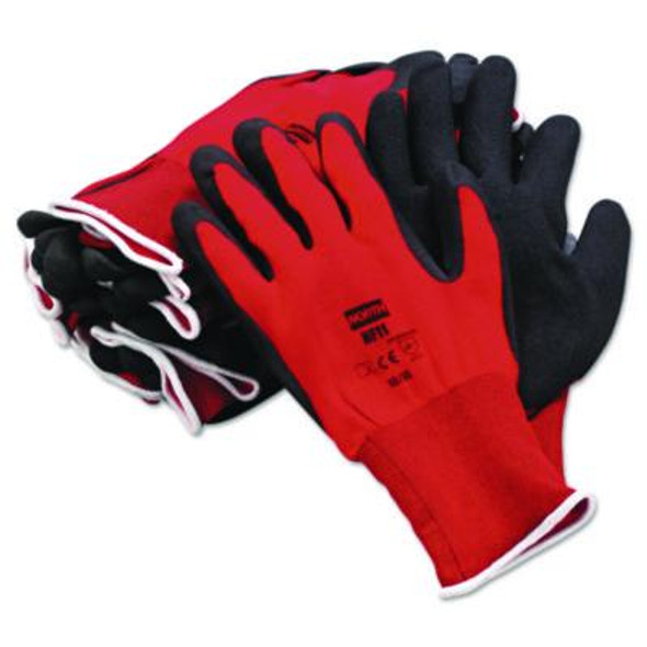 Northflex Red Foamed Pvc Gloves, En388: 4131, 10" Long, X-Large (Size 10), Red/Black, 12 Pairs