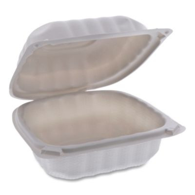 Earthchoice Smartlock Microwavable Mfpp Hinged Lid Container, 6 x 6 x 3.1, White, Plastic, 400/Carton