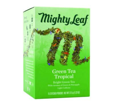 Whole Leaf Tea Pouches, Green Tea Tropical, 15/Box