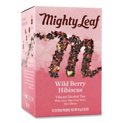 Whole Leaf Tea Pouches, Wild Berry Hibiscus, 15/Box