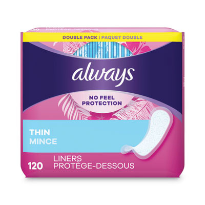 Thin Daily Panty Liners, Regular Absorbency, 120/Pack, 6 Packs/Carton
