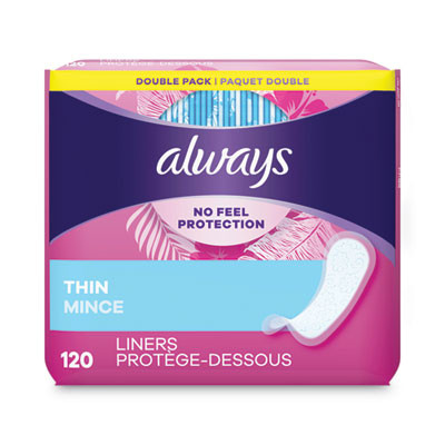 Thin Daily Panty Liners, Regular Absorbency, 120/Pack