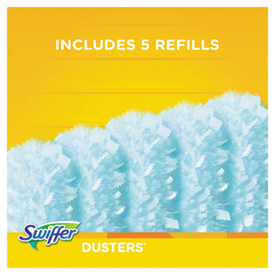 Dusters Starter Kit, Dust Lock Fiber, 6" Handle With Five Refill Dusters, Blue/Yellow