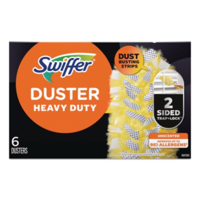 Heavy Duty Dusters Refill, Dust Lock Fiber, Unscented, Yellow, 6/Box, 4 Boxes/Carton