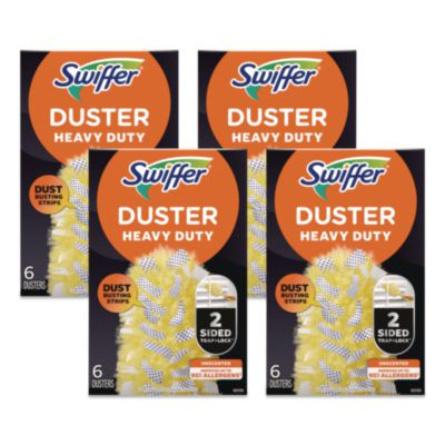 Heavy Duty Dusters Refill, Dust Lock Fiber, Unscented, Yellow, 6/Box, 4 Boxes/Carton