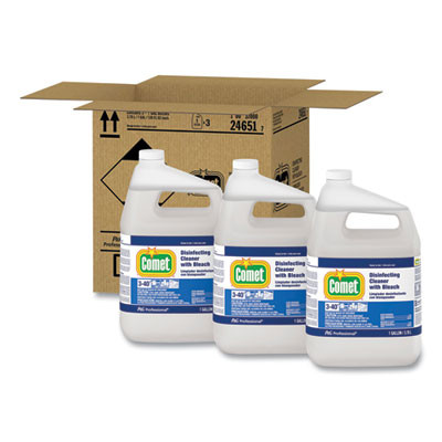 Disinfecting Cleaner w/Bleach, Fresh Scent, 1 Gal Bottle, 3/Carton