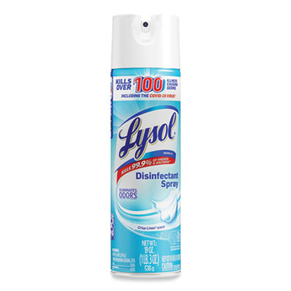 Disinfectant Spray, Crisp Linen, 19 Oz Aerosol Spray, 12/Carton