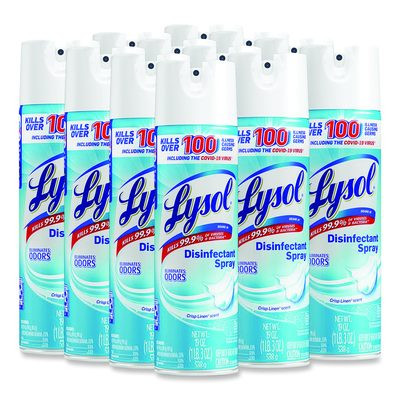 Disinfectant Spray, Crisp Linen Scent, 19 Oz Aerosol Spray, 12 Cans/Carton