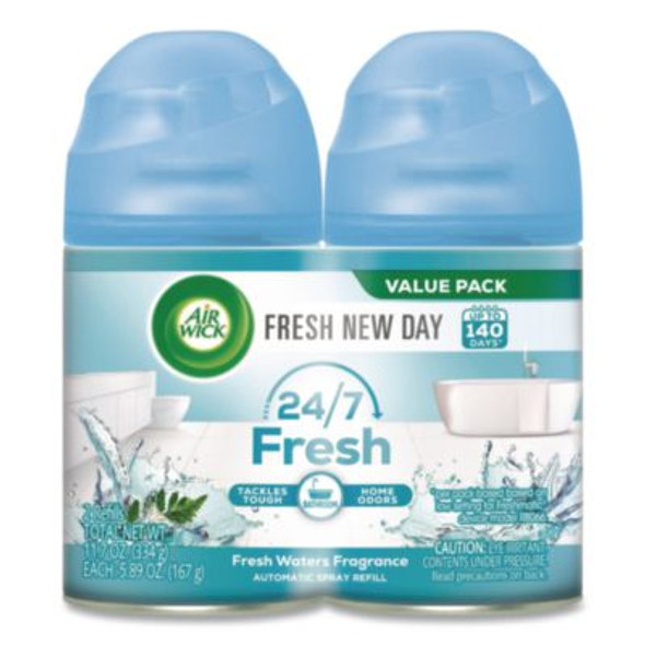 Freshmatic Ultra Spray Refill, Fresh Waters, 5.89 Oz Aerosol Spray, 2/Pack, 3 Packs/Carton