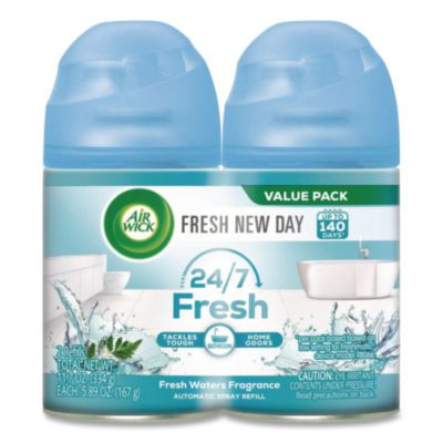 Freshmatic Ultra Spray Refill, Fresh Waters, 5.89 Oz Aerosol Spray, 2/Pack, 3 Packs/Carton