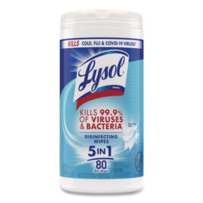 Disinfecting Wipes, 1-Ply, 7 x 7.25, Crisp Linen, White, 80 Wipes/Canister, 6 Canisters/Carton